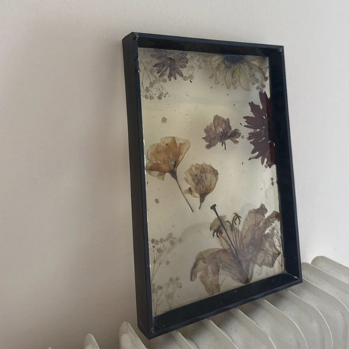Wooden frame with dried flowers like new