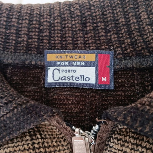 Knitted yarn men's sweater used, size M, brown