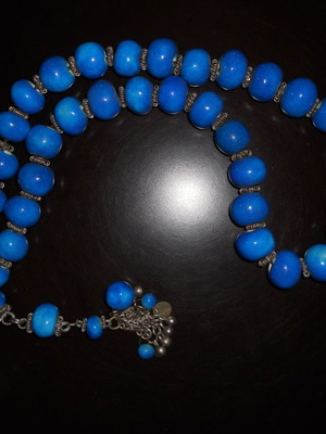 Arab decorative komboloi used, faience and metal antique