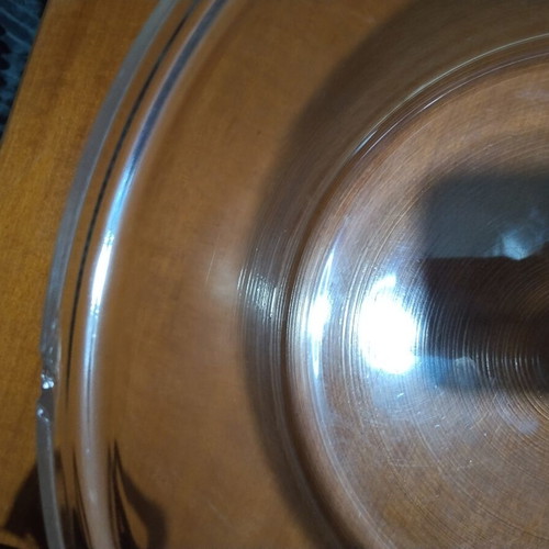 Pyrex with metal base used, diameter 33 cm, height 16.5 cm