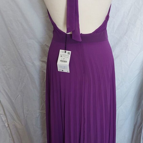 Zara purple long backless dress new, size M