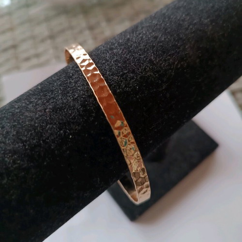 Cuff bangle bracelet new, hammered gold color