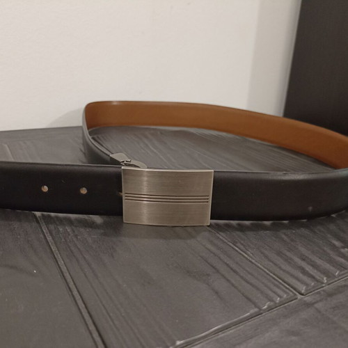 Men's reversible belt black and brown with aluminum buckle, like new, 110cm