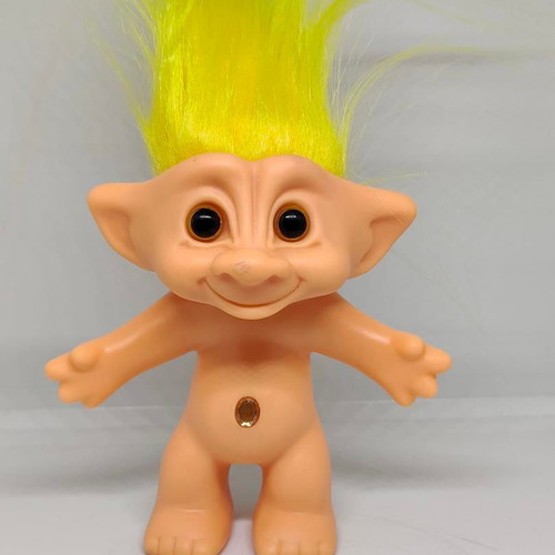 Efxoulis Troll doll with yellow hair collectible, like new