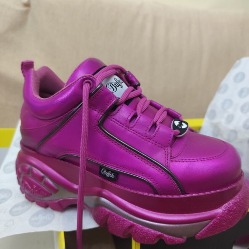Buffalo Vegan Metallic Napa Sneakers Size 39 Like New Hot Pink