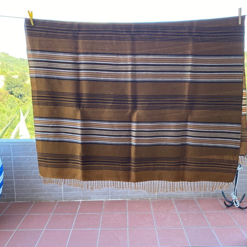 Vintage woven blanket used, 145 x 225 cm, high quality wool blend