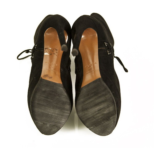ALAIA black suede leather ankle booties used, size 37