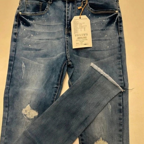 Jeans new with strass for girls height 158, blue A-Style