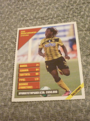Ziggy Bandibanga Ergotelis football card used 2013