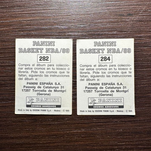 Panini Basket NBA 1988/89 vintage stickers used, Tom Chambers & Mark Eaton duo pack