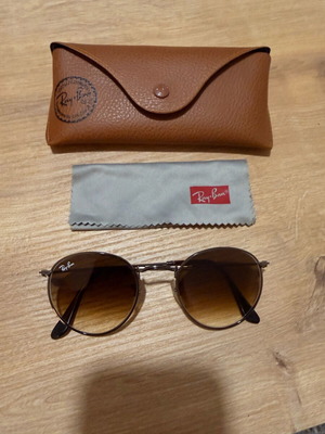 Ray Ban RB3447N Round Metal Sunglasses with Brown Gradient Lens, New