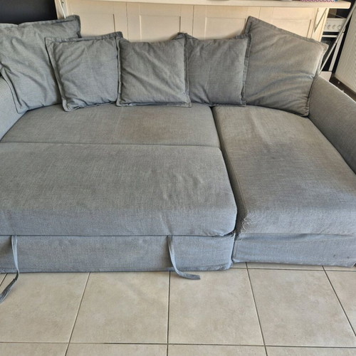IKEA HOLMSUND corner sofa bed used with storage and washable covers