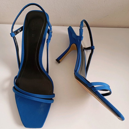 Zara satin women's sandals size 39 like new blue