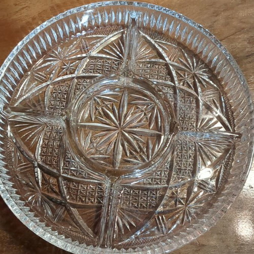 Crystal platter with 5 sections like new