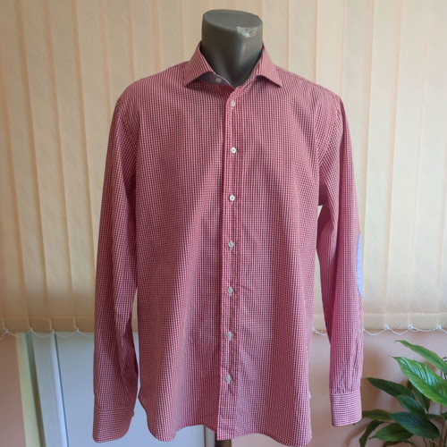 Daniel Hechter Paris men's shirt size L red checkered like new