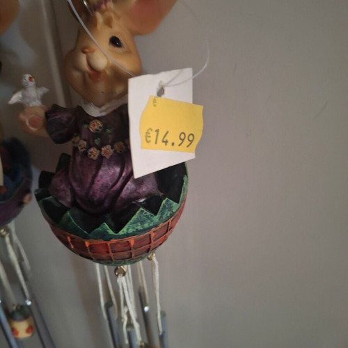 Aeolic type bunny wind chimes like new, Easter artisan