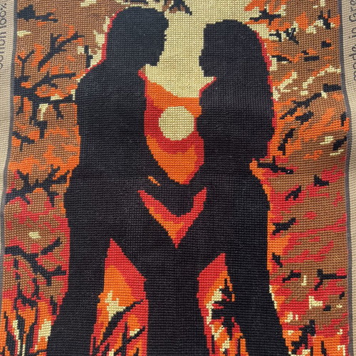 Handmade framed embroidery art like new, 0.48x0.38 m