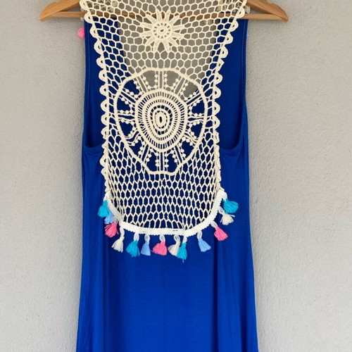 Blue long dress like new, size Small, viscose fabric