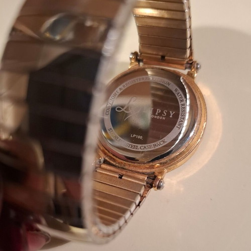 Lipsy London women's watch used, rose gold with crystals and elastic bracelet