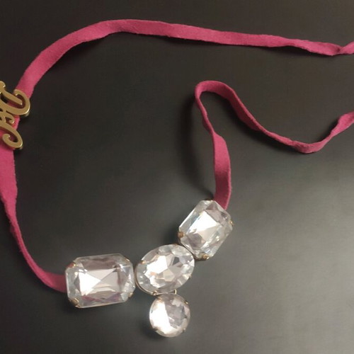 Dolce and Gabbana D&G pink suede leather necklace new