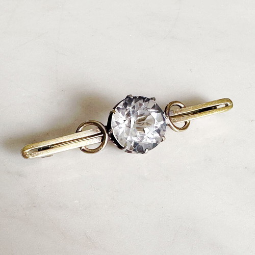 Vintage Soviet brooch used silver 875 with mountain crystal