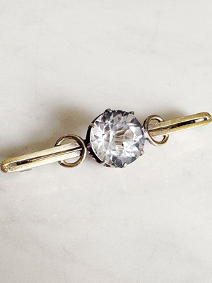 Vintage Soviet brooch used silver 875 with mountain crystal