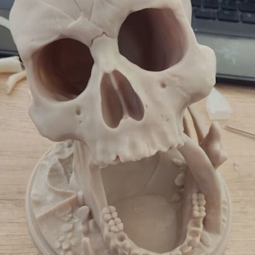 Skull Dice Tower 3D printed, beige PLA