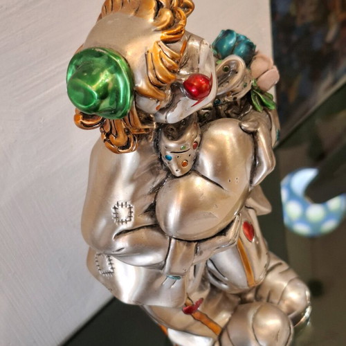 Vintage Bougelli Italian Sterling Silver Clown with Heart like New