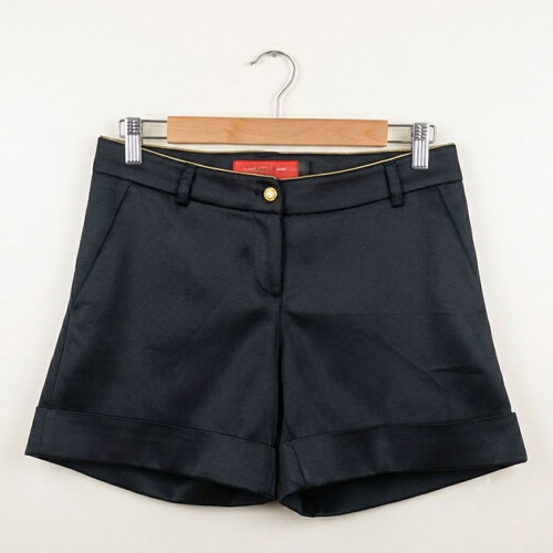 Female Jeans Black Shorts with Gold Details and Turned-Up Cuffs Size M/40 Like New