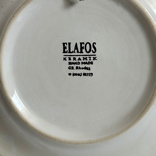 Elafos Handmade Ceramic Decorative Plate used, Rhodes, Ø24.5 cm
