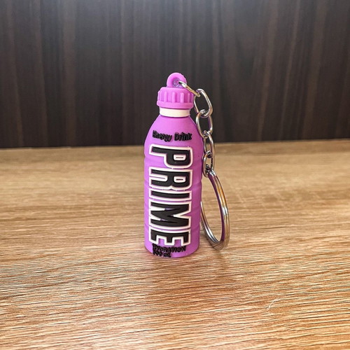 Prime Hydration Drink keychain new, purple, PVC
