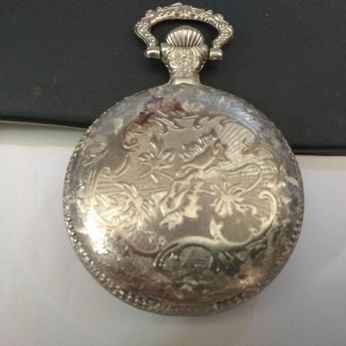 ST ShowTime Quartz pocket watch like new, silver with chain