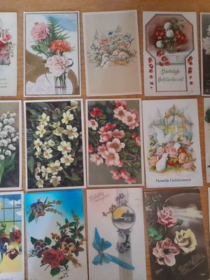 Vintage greeting cards used, pack of 15 with flowers and landscapes