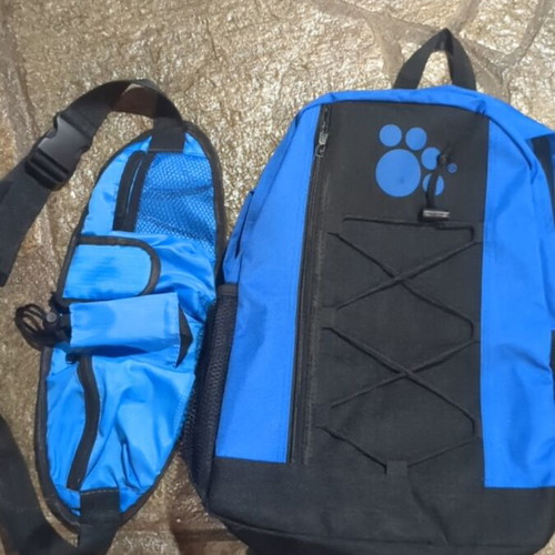 Backpack and waist bag set like new, blue-black sports combo