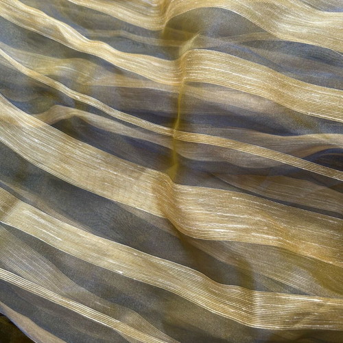 Luxury curtain like new, transparent khaki with wide gold stripes