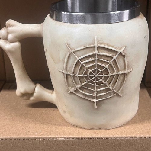 3D Beer Mug 450ml Stainless Steel and Resin Medieval Skeleton Skull