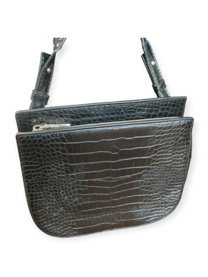 Shoulder bag black croco with silver details used