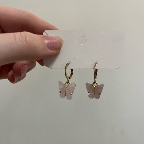 Butterfly earrings light pink handmade