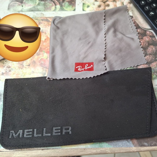 Meller glasses case with Ray Ban cleaning cloth like new, black
