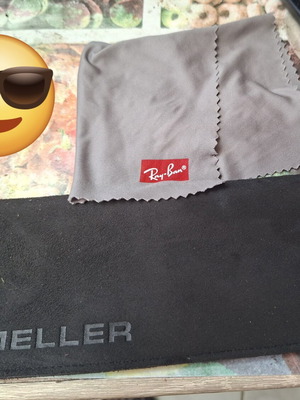 Meller glasses case with Ray Ban cleaning cloth like new, black