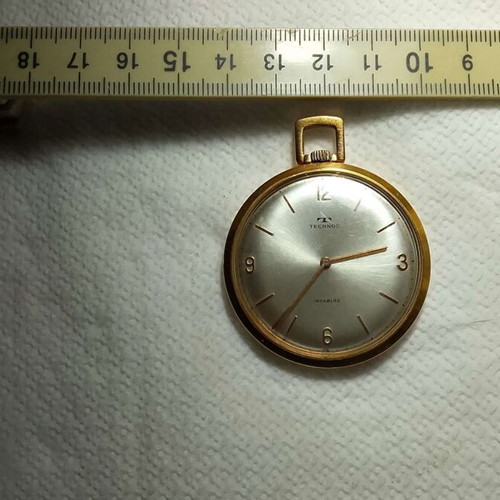 Technos Incabloc open-face pocket watch like new, 1930-1938, Swiss