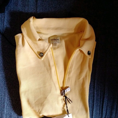 Calvin Klein women's new yellow top with rhinestones and zipper