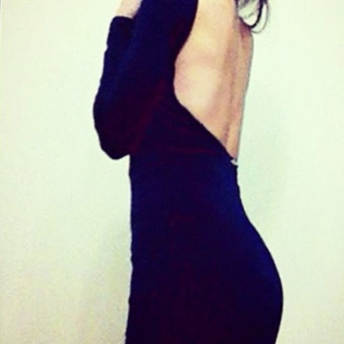 Maxi dress Paranoia dark blue like new with slit and open back