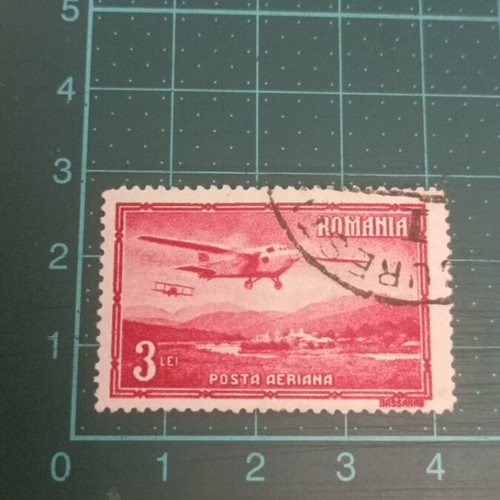 Romania 1931 Airmail stamp like new, planes over landscape