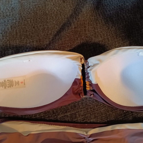 Trichrome bikini swimsuit like new, size S, brown and white