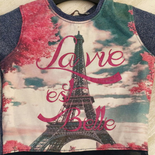 Energiers girl’s long-sleeve shirt La Vie est Belle like new, age 2