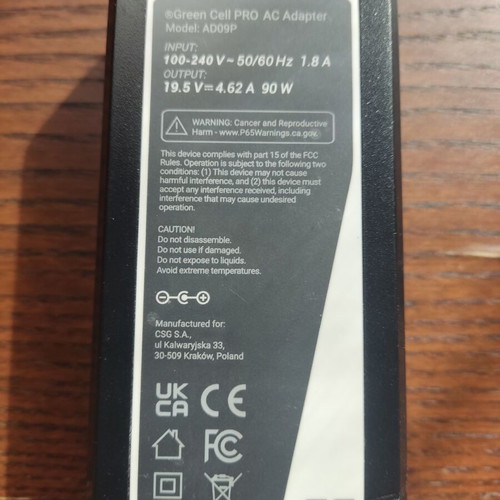 Green Cell PRO 90W Laptop Charger for Dell (AD09P 19.5V 4.62A)