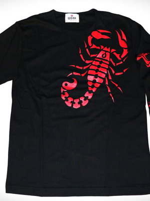 Work T-Shirt Scorpio long sleeve vintage size M black red cotton