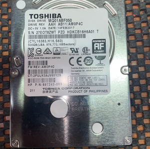 HDD 500GB Toshiba MQ01ABF050 – 100% Υγεία