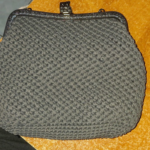 Handmade shoulder bag unused, gray knitted